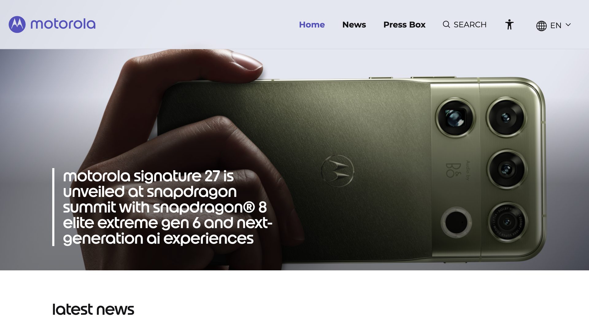 Motorola Newsroom homepage at motorolanews.com