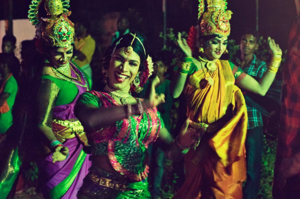 As part of India's LGBTQ history, the Kerala Street festival features men and transgenders in traditional women's clothes, dancing, and celebrating third-gender's roles in Hindu ancient mythology and traditions.