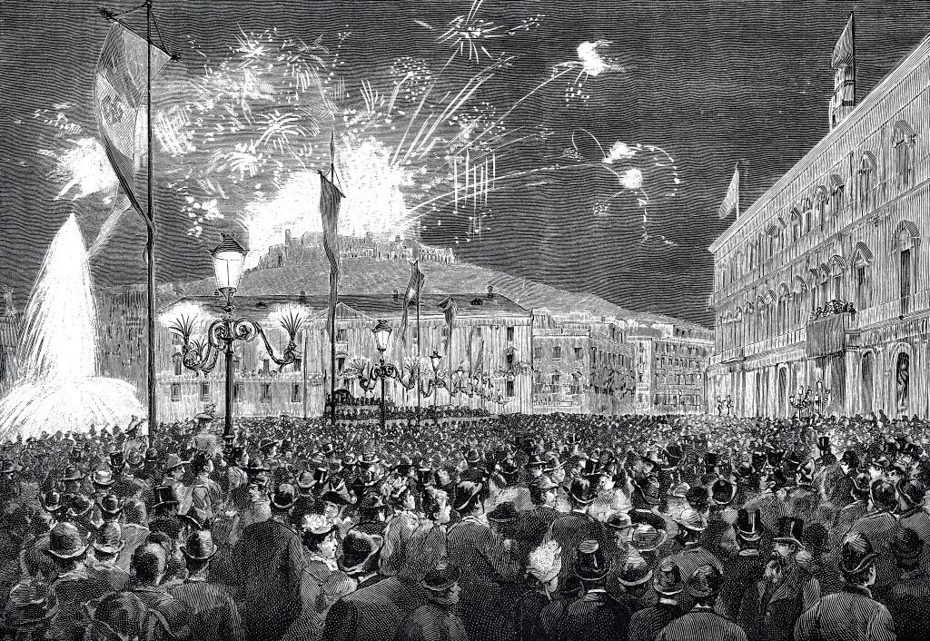 Illustration from 19th century New Year fireworks.