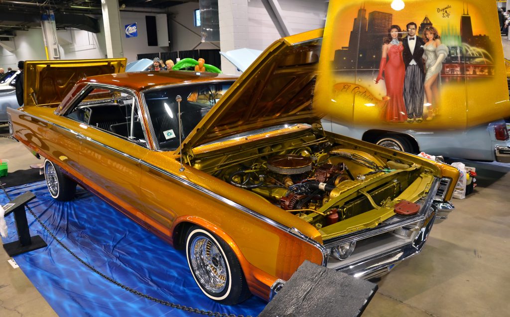 Show car with mural on hood