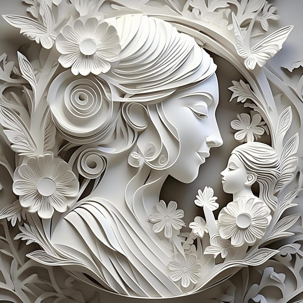 white paper sculpture celebrating mother's day