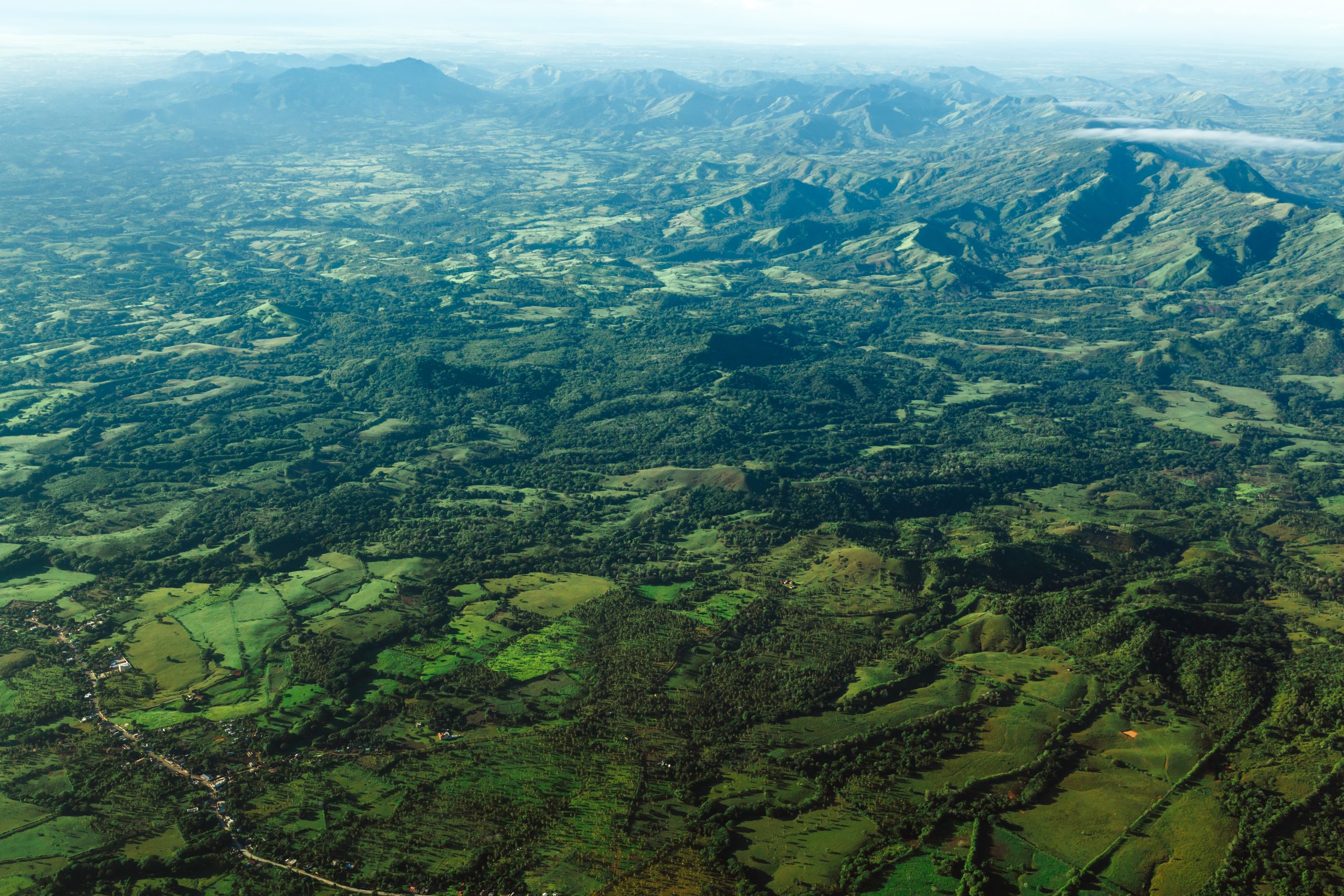 Beautiful aerial view from the plane over Punta Cana, Dominican Republic